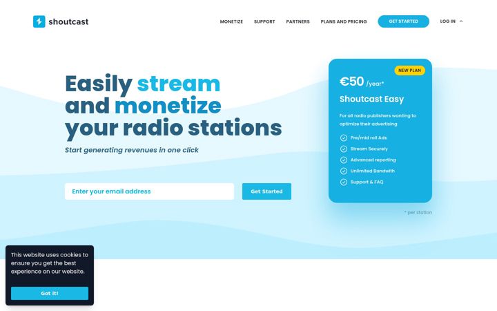 Ekrānuzņēmums no shoutcast.com