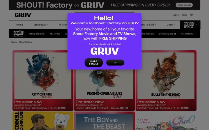 Screenshot of shoutfactory.com