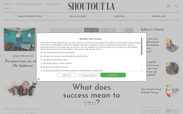 Screenshot of shoutoutla.com