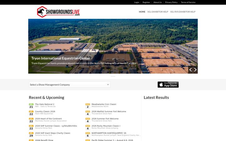 Screenshot of showgroundslive.com