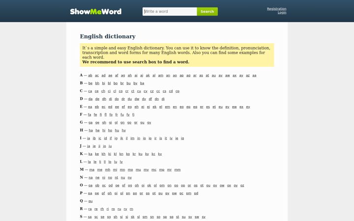 Skærmbillede af showmeword.com