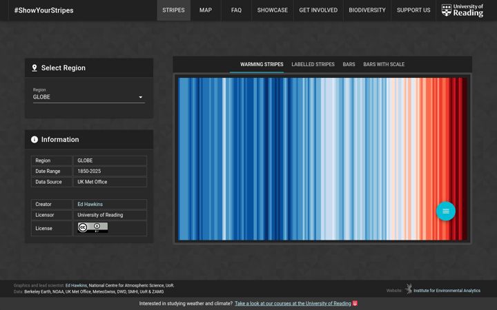 Screenshot of showyourstripes.info