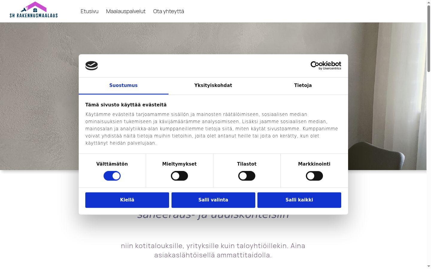 Képernyőkép a bármilyen interakció előtt megjelenő hozzájárulási bannerről