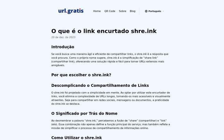 Screenshot of shre.ink