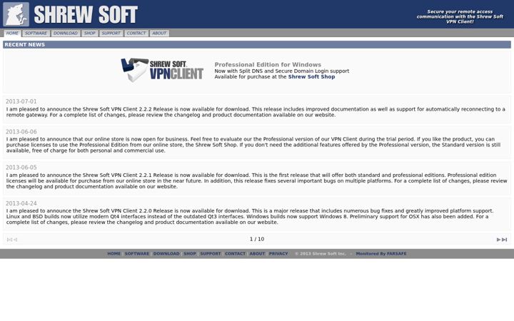 Screenshot of shrew.net