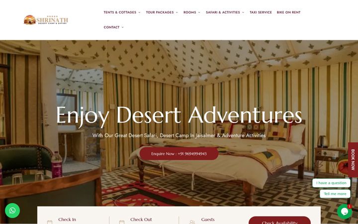 Zrzut ekranu shrinathdesertcamp.com