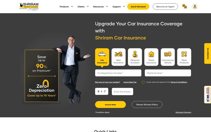 Screenshot of shriramgi.com
