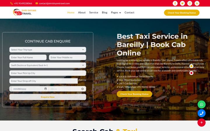 Screenshot of shrishyamtravel.com