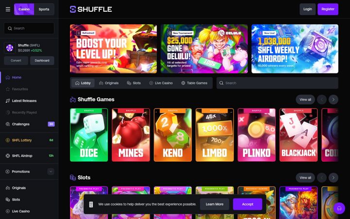 Screenshot von shuffle.com