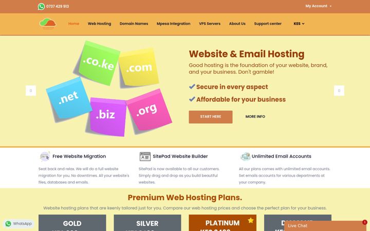 Screenshot of shujaahost.co.ke