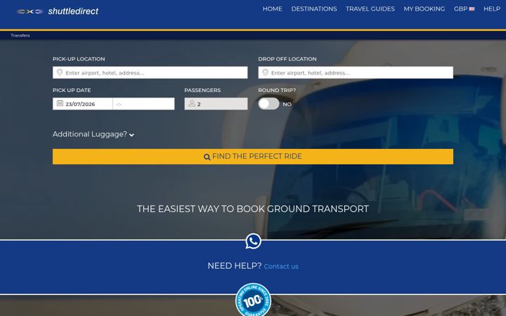 Screenshot of shuttledirect.com