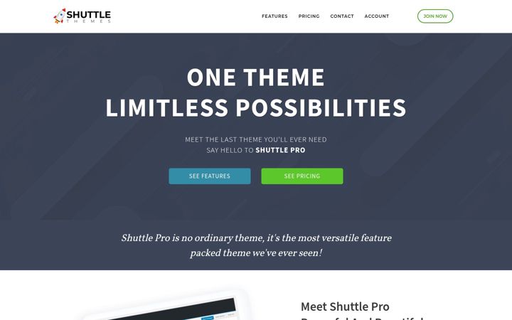 Screenshot of shuttlethemes.com