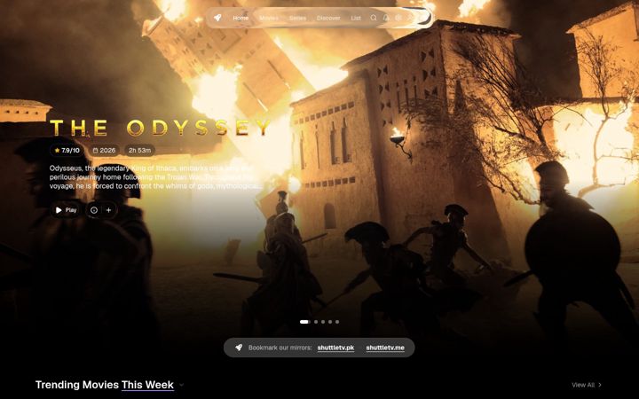 Screenshot of shuttletv.su