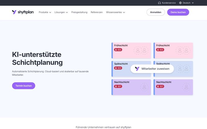Kuvakaappaus sivustosta shyftplan.com