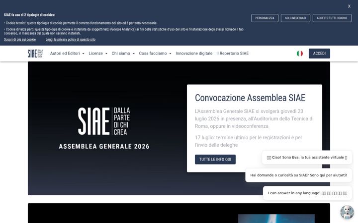 Screenshot of siae.it