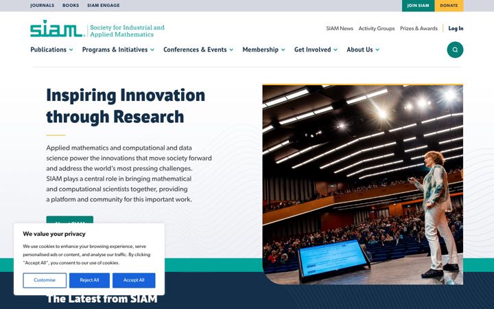 Screenshot of siam.org