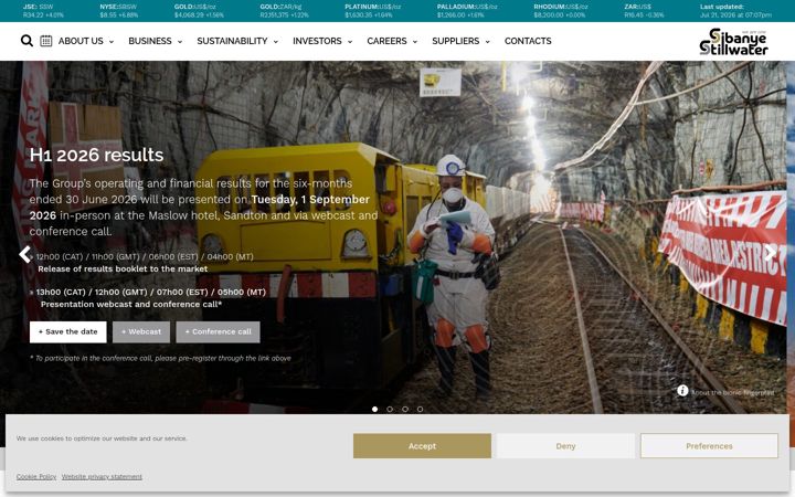 Screenshot of sibanyestillwater.com