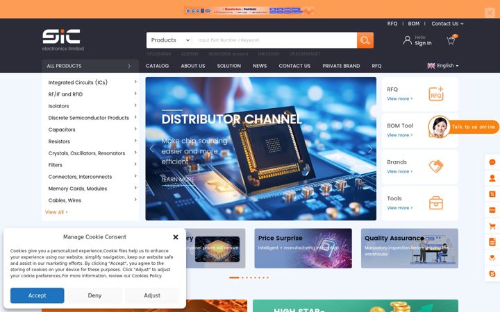 Screenshot of sic-components.com