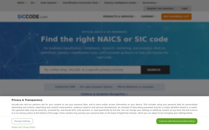 Screenshot of siccode.com