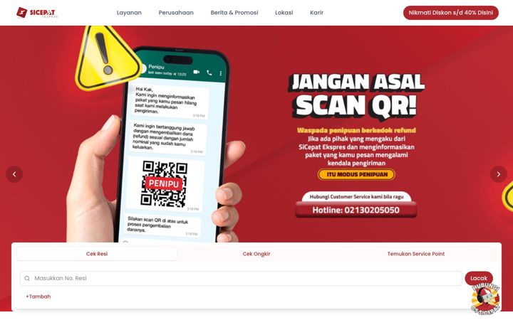 Screenshot of sicepat.com