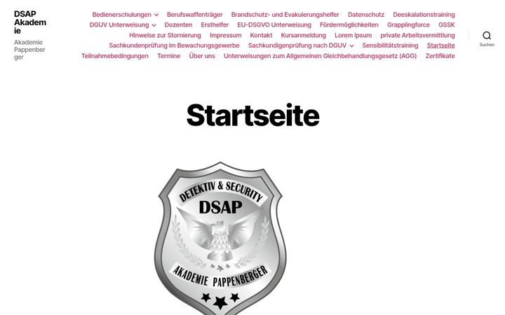 Screenshot stránky sicherheits-akademie.eu