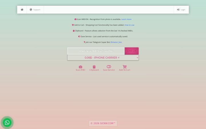 Screenshot of sickw.com