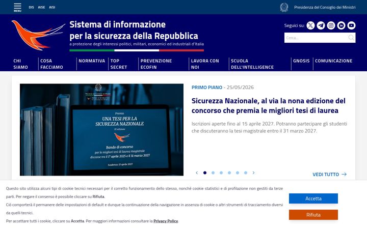 Screenshot of sicurezzanazionale.gov.it