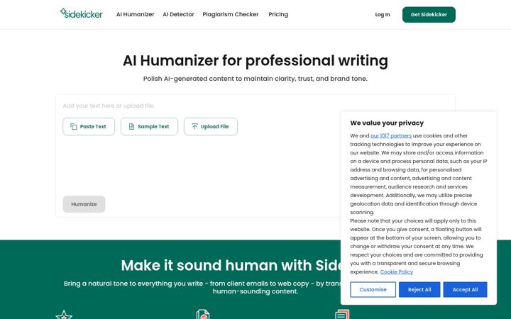 Screenshot stránky sidekicker.ai