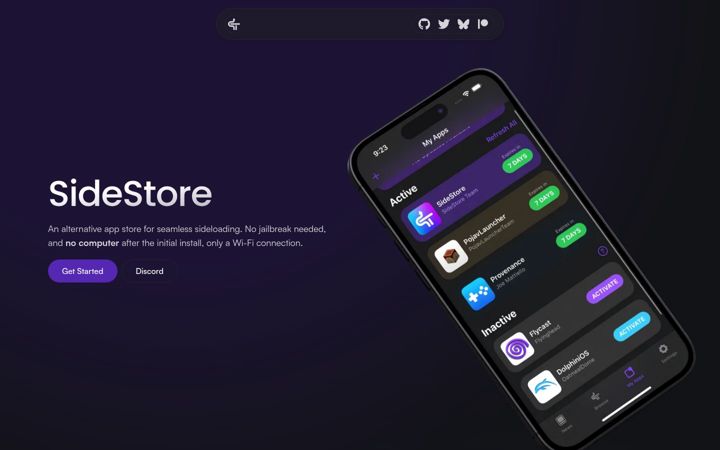 Screenshot of sidestore.io