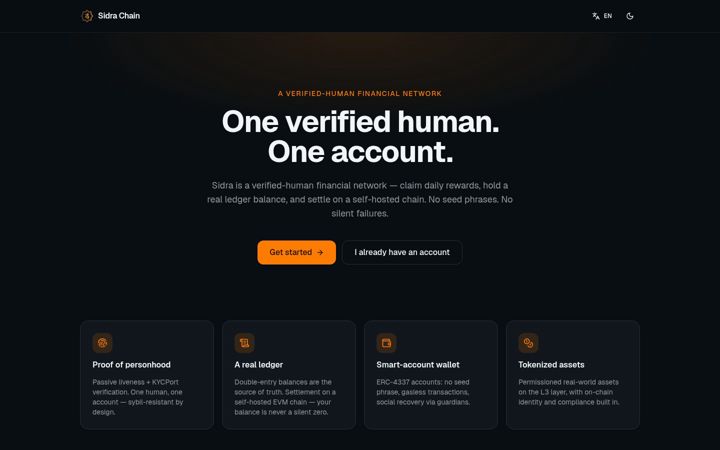 Snímek obrazovky sidrachain.com