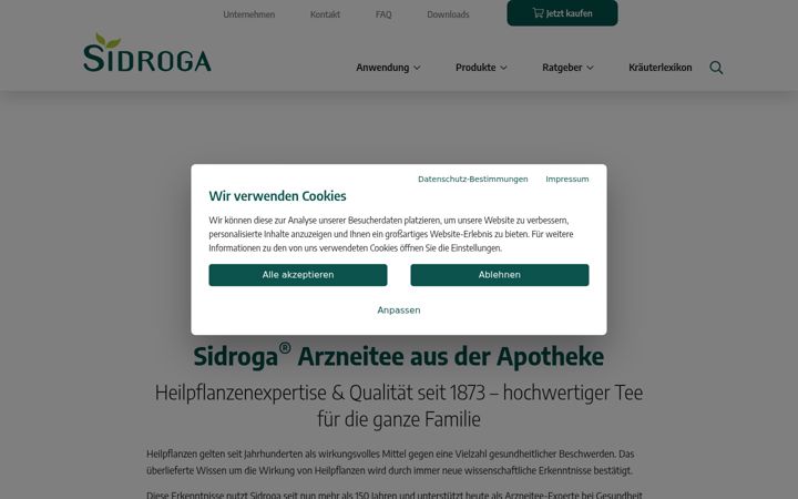 Skärmbild av sidroga.at