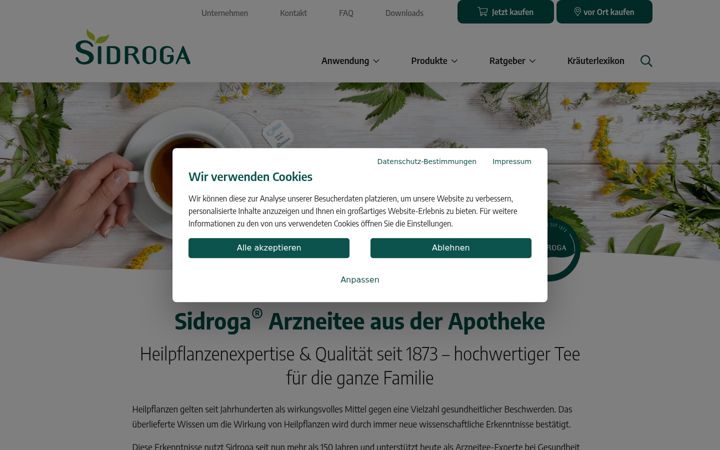 Posnetek zaslona sidroga.de