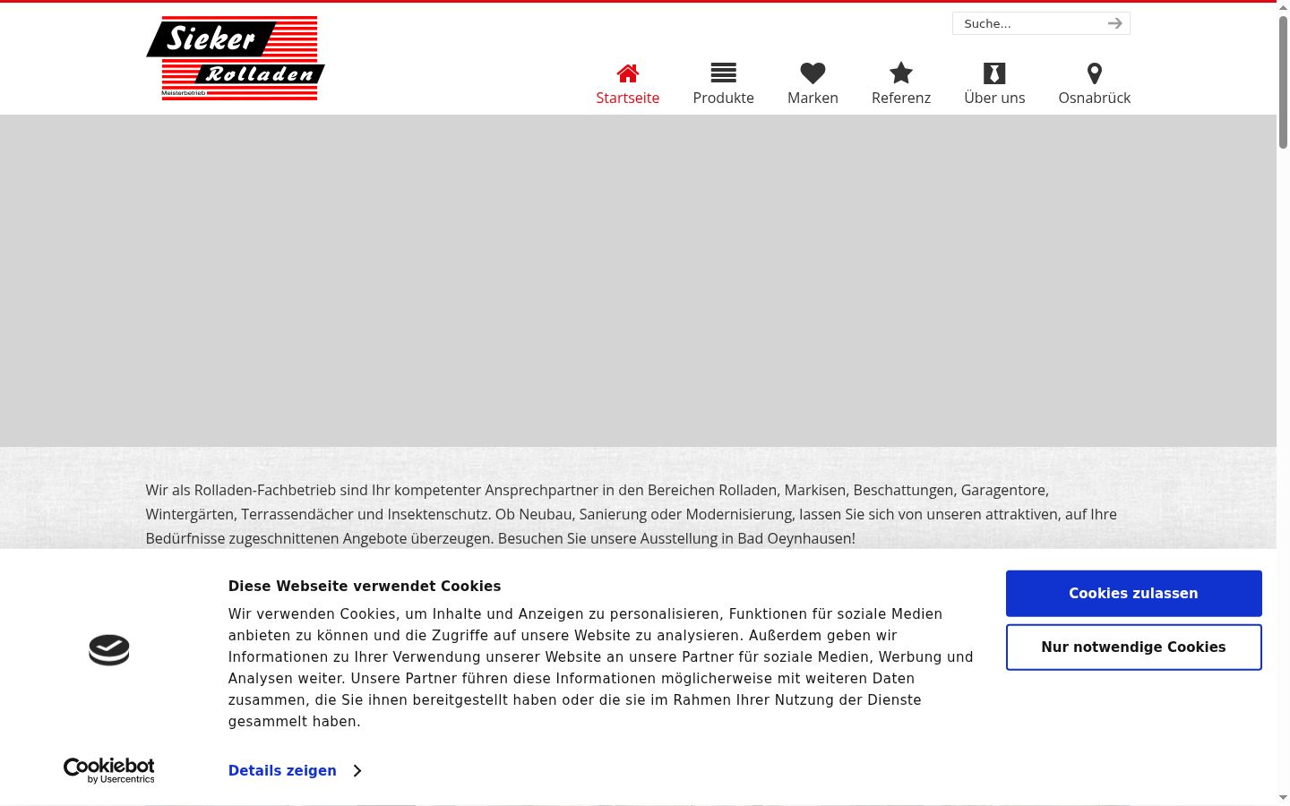 Screenshot des Einwilligungsbanners vor jeglicher Interaktion