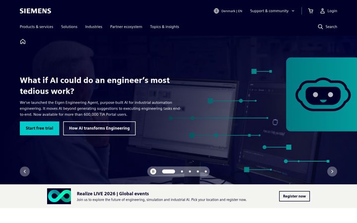 Captură de ecran a siemens.com