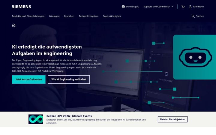Screenshot von siemens.de