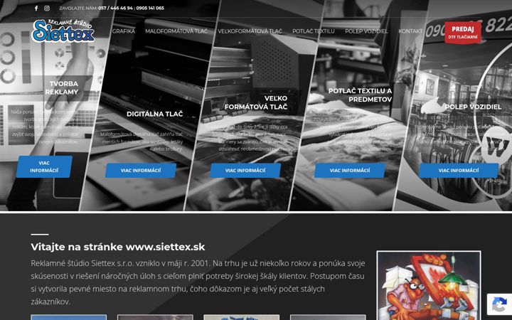 Screenshot stránky siettex.sk
