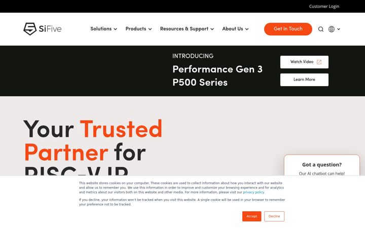 Screenshot of sifive.com