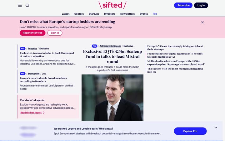 Screenshot von sifted.eu