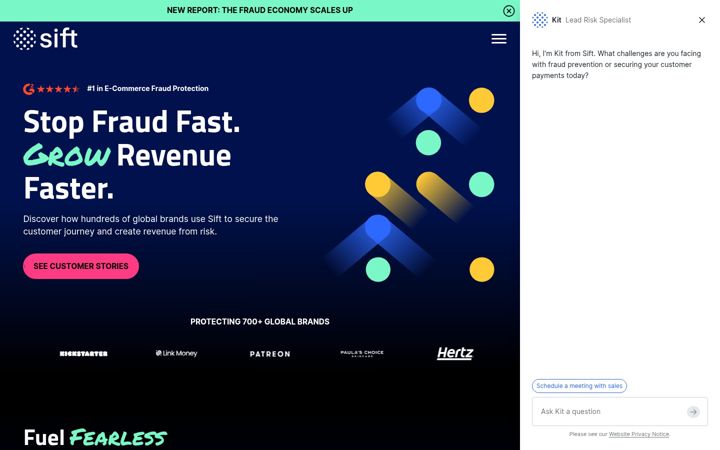Screenshot di siftscience.com