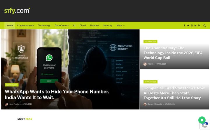 Screenshot ta' sify.com
