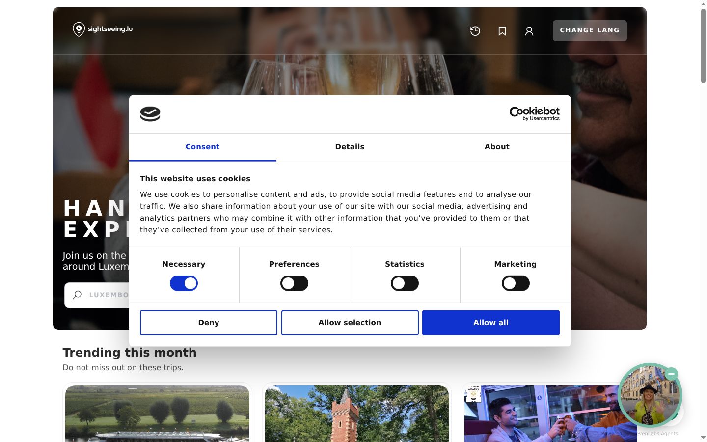 Screenshot van de toestemmingsbanner zoals getoond vóór enige interactie