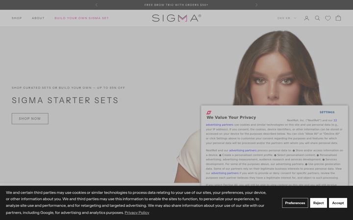 Screenshot of sigmabeauty.com