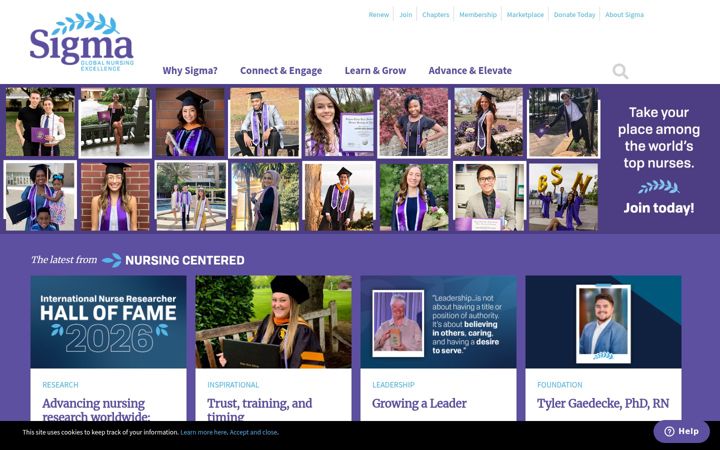 Screenshot of sigmanursing.org