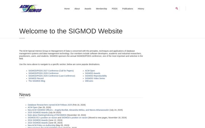 Screenshot of sigmod.org