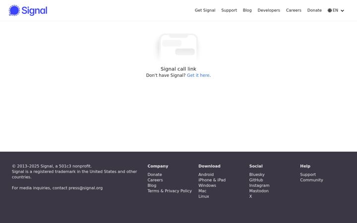 Screenshot of signal.link