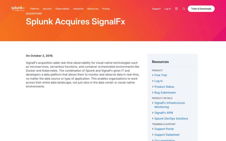 Captura de pantalla de signalfx.com