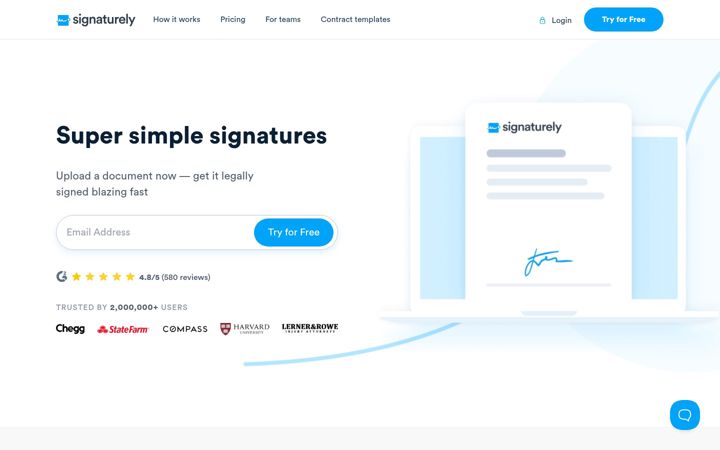 Screenshot of signaturely.com