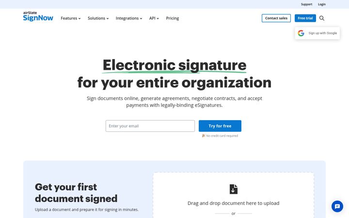 Skærmbillede af signnow.com