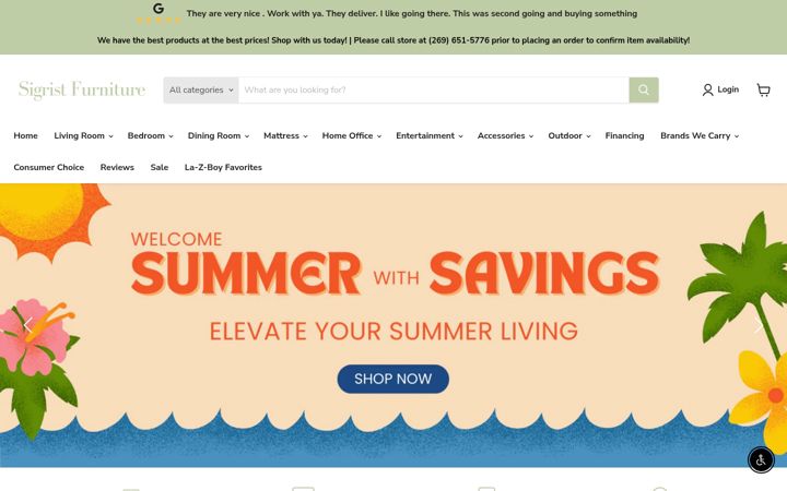 Screenshot of sigristsfurniture.com