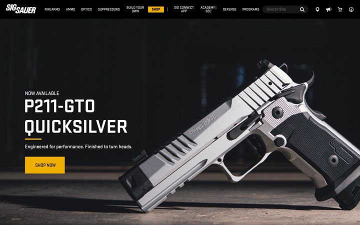 Captură de ecran a sigsauer.com